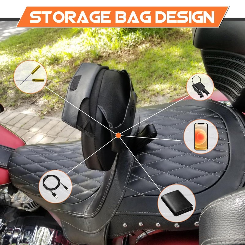 AUFER Detachable Adjustable Plug-in Driver Rider Backrest Sissy Bar Mounting Kit with Backre Rest Pad Compatible with for Chief Vintage Chieftain Classic Roadmaster Springfield 2014-2024 - Image 5